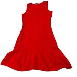 JustFab Women's Red Crew Neck Sleeveless Ruffle Cocktail Dress Size Small